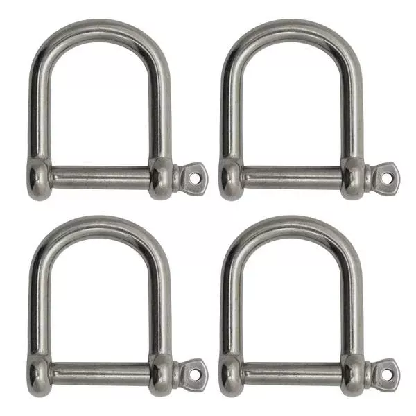 Extreme Max 3006.8231.4 BoatTector Stainless Steel Wide D Shackle - 3/8",4-Pack