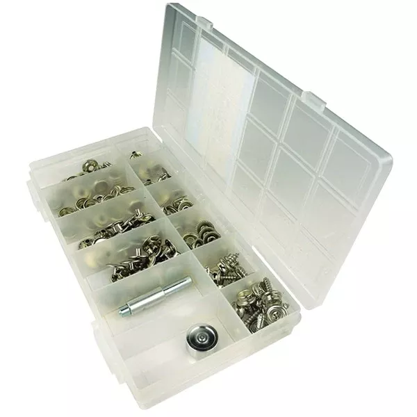 Nickel Plated Brass Canvas Snap Kit With Tool - 144 Piece